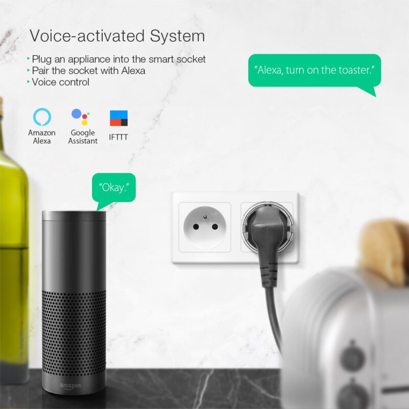 Puheohjattava WiFi pistorasia - Amazon Alexa, Google Assistant ja IFTTT wifi pistorasian puheohjaus