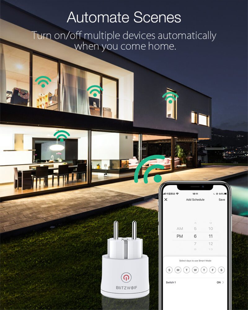 BlitzWolf BW-SHP10 älylatausmittarin avulla ajastat Plug-In Hybrid sähkönauton latauksen lataus plug in hybrid