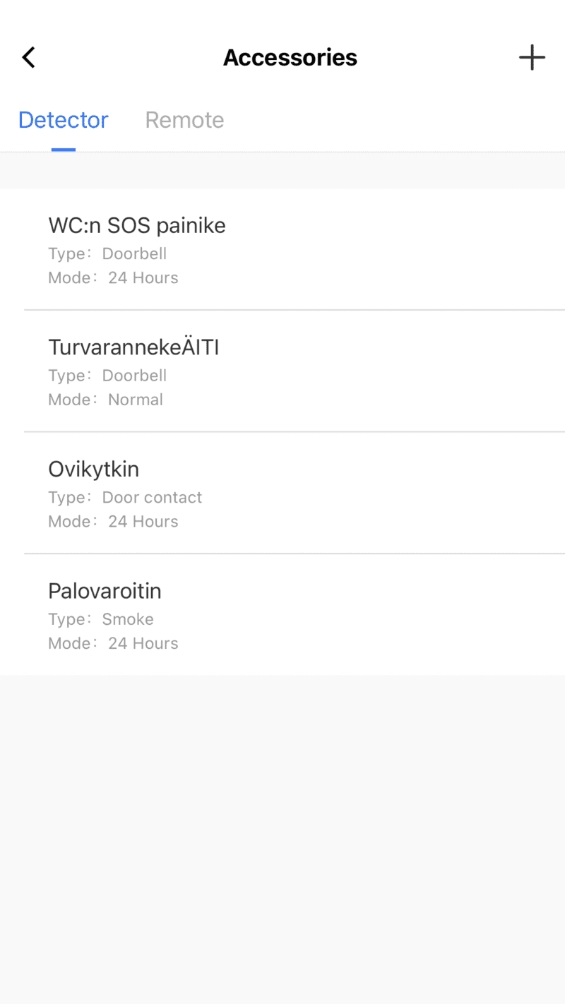 hälytysjärjestelmän anturit