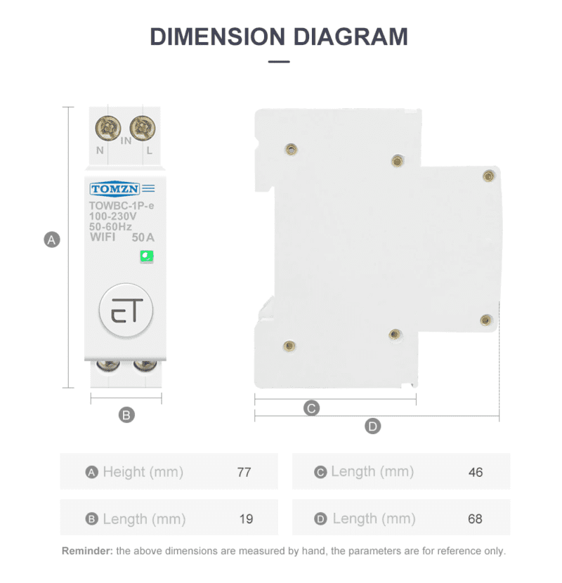 wifi virtakytkimen mitat