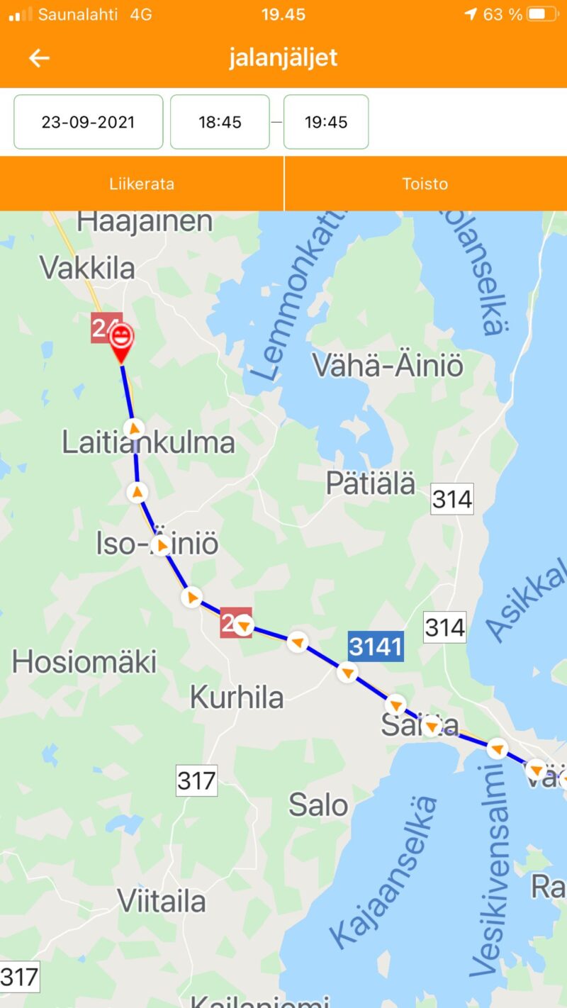 turvapuhelin reittihistoria