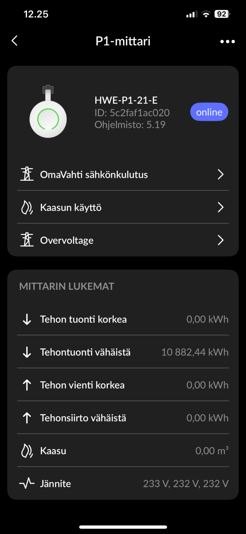 p1 sähkömittari app